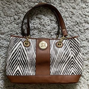 Liz Claiborne Zebra Animal Print Brown Large Purse